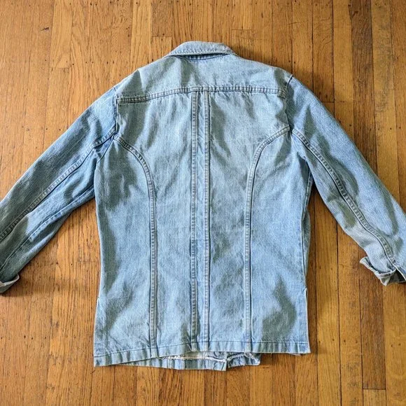Sears Denim Shirt Jacket Pearl Snap Western Vintage 70s Size L - Picture 3 of 5